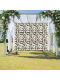 Artificial Flower Wall Panel 6PCS 23.62''x15.75''x0.79'' Lifelike Rose & Peony Panels Silk Fabric Floral Mat Greenery Eucalyptus Backdrop, Champagne White Greenery - Multicolor