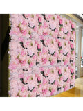 12 Pack Artificial Flower Wall Panels 24" X 16" Flower Wall Panel Backdrop Faux Hydrangea Rose Flower Backdrop Panels For Flower Wall Decor Wedding Party Event Decoration - Baby Pink
