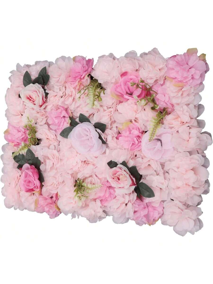 12 Pack Artificial Flower Wall Panels 24" X 16" Flower Wall Panel Backdrop Faux Hydrangea Rose Flower Backdrop Panels For Flower Wall Decor Wedding Party Event Decoration - Baby Pink