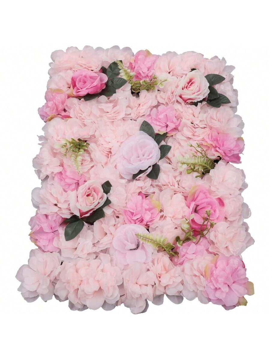 12 Pack Artificial Flower Wall Panels 24" X 16" Flower Wall Panel Backdrop Faux Hydrangea Rose Flower Backdrop Panels For Flower Wall Decor Wedding Party Event Decoration - Baby Pink