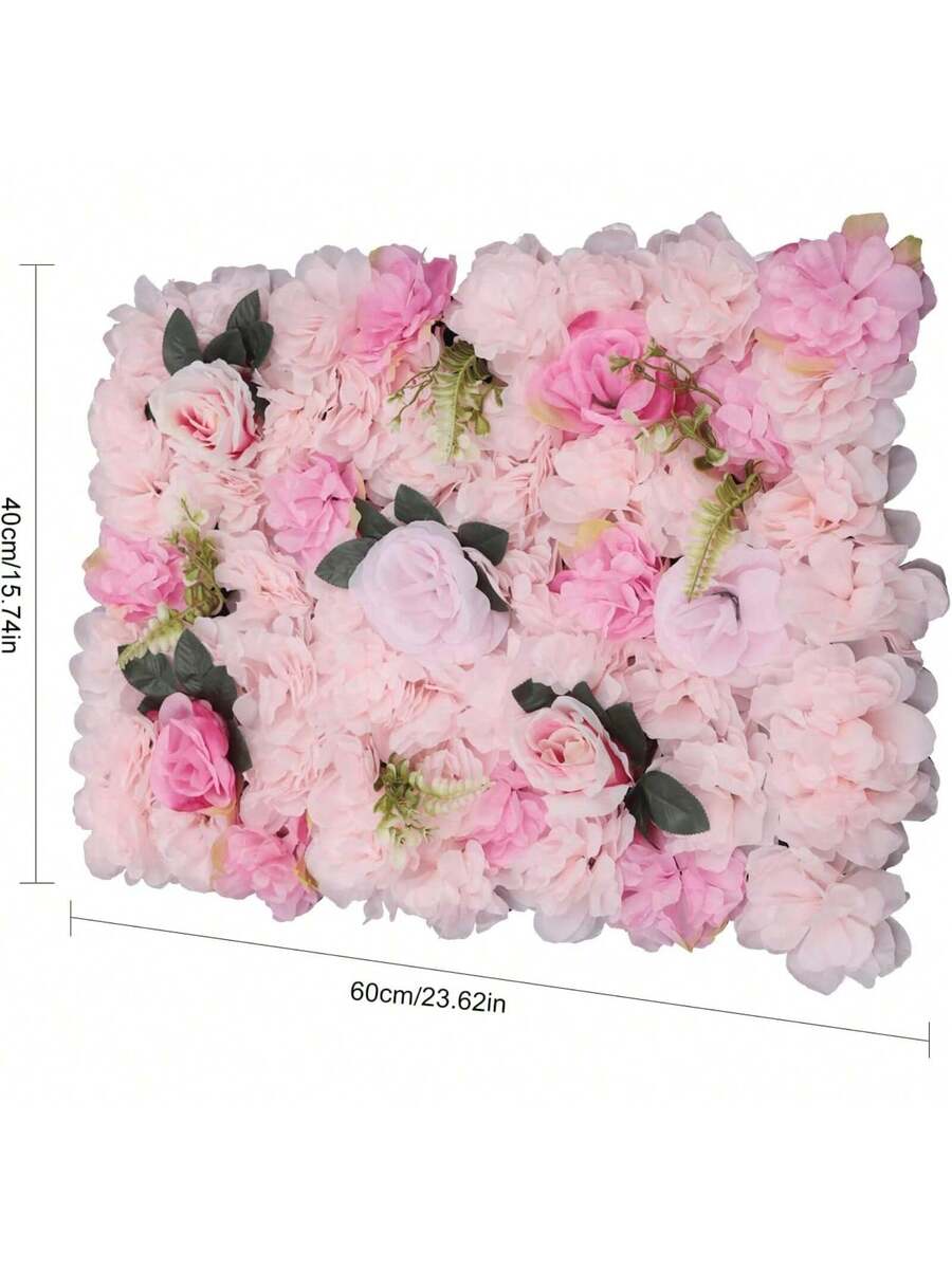 12 Pack Artificial Flower Wall Panels 24" X 16" Flower Wall Panel Backdrop Faux Hydrangea Rose Flower Backdrop Panels For Flower Wall Decor Wedding Party Event Decoration - Baby Pink
