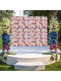 TFCFL 12pcs Artificial Flower Wall Panel SPlastic Wedding Backdrop Decor 16''x24'' Party Favors Room Decor Bride - Multicolor