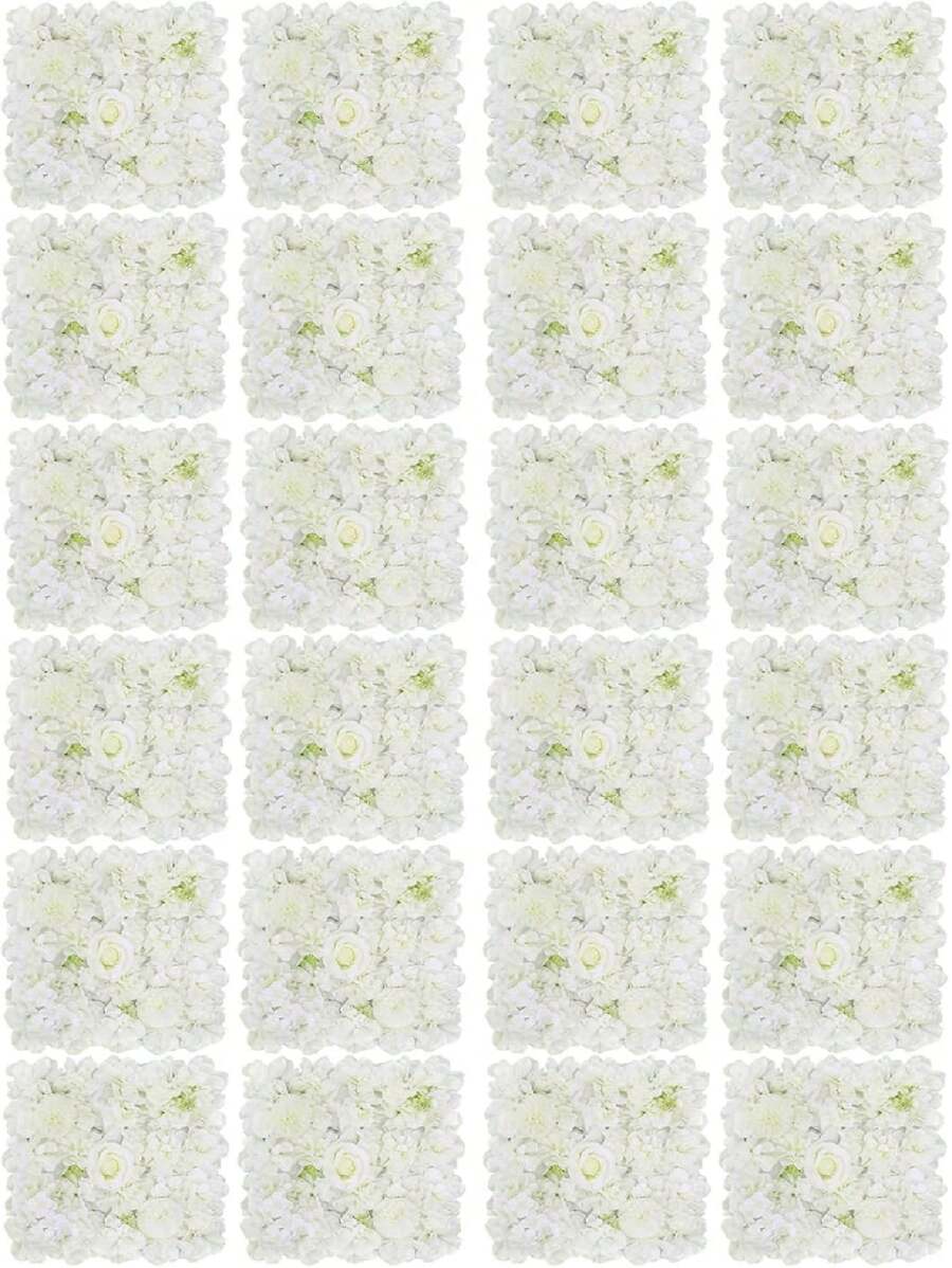 24 Pcs White 3D Flower Wall Backdrop 7.5ftx5ft Wedding Rose Floral Wall Backdrop For Bridal Shower Birthday Party Wedding Rose Floral Photo Background Valentines Christmas Wedding Decorations - White