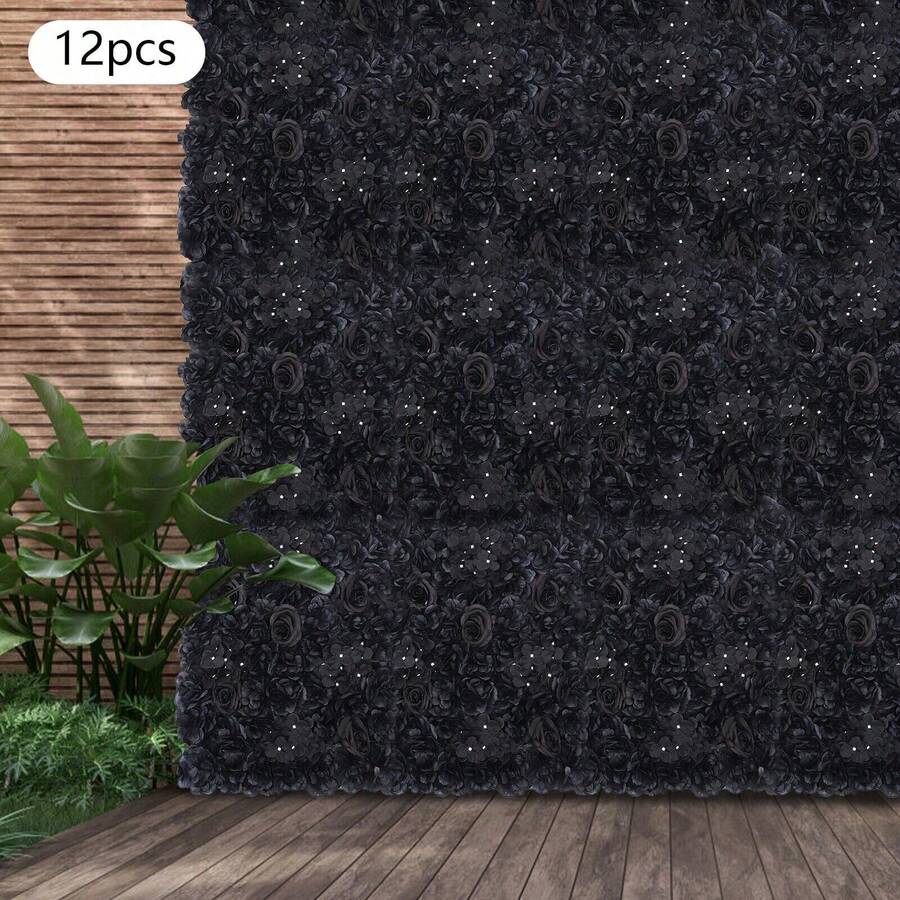 Futchoy 12pcs Artificial Flower Wall Panels, 60*40cm Flower Panels For Backdrop Black - Multicolor