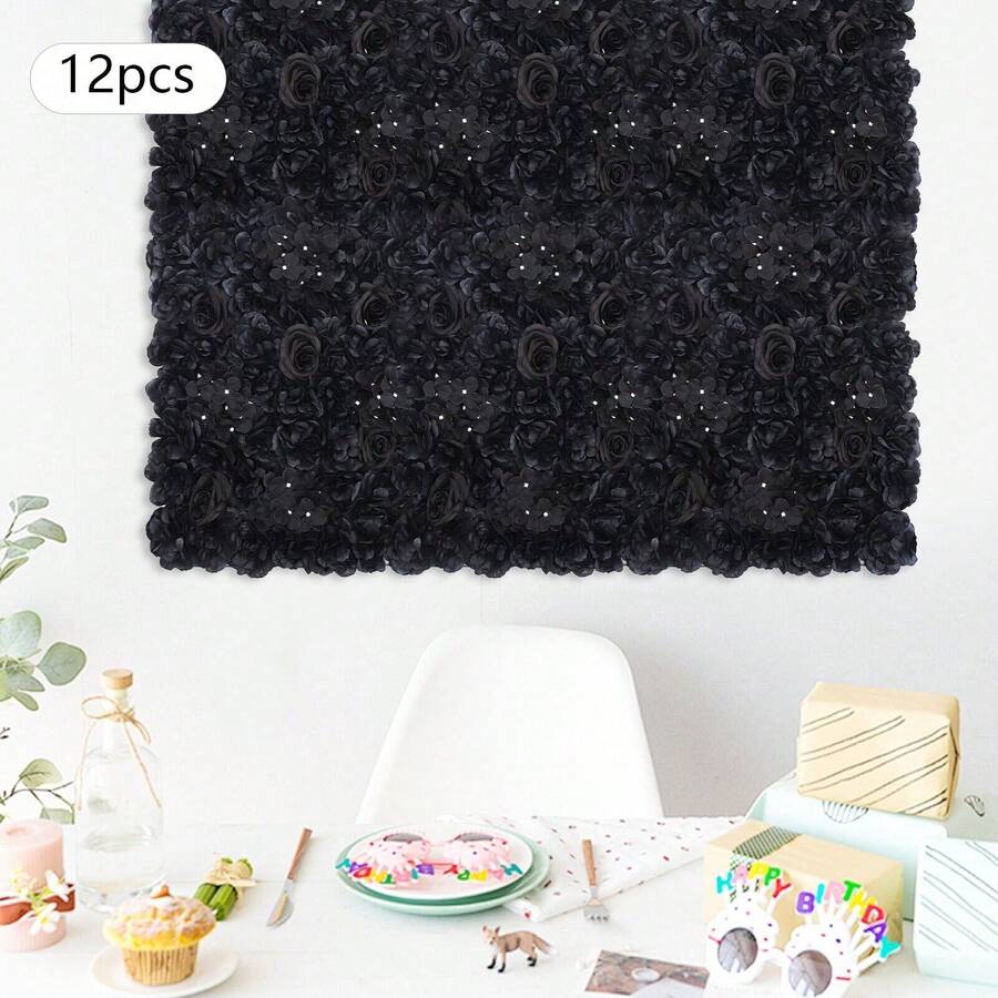 Futchoy 12pcs Artificial Flower Wall Panels, 60*40cm Flower Panels For Backdrop Black - Multicolor