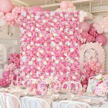 24 Pcs White 3D Flower Wall Backdrop 7.5ftx5ft Wedding Rose Floral Wall Backdrop For Bridal Shower Birthday Party Wedding Rose Floral Photo Background Valentines Christmas Wedding Decorations - White