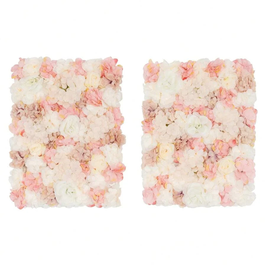 WOBENFOG 20PCS Flower Wall Panels, 23.62*15.75in  Rose Hydrangea Floral Wall Background Silk Flowers Panel Decoration,  Artificial Flower Backdrop For Wedding, Party, Home Decoration, Photo Background - Multicolor