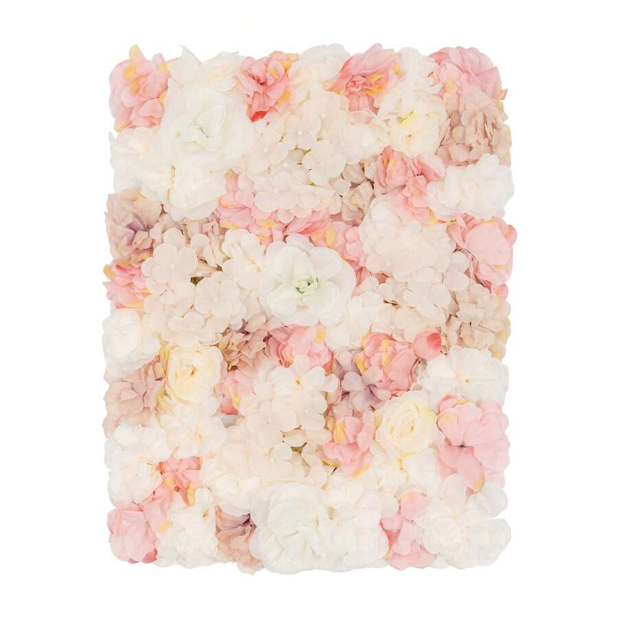 WOBENFOG 20PCS Flower Wall Panels, 23.62*15.75in  Rose Hydrangea Floral Wall Background Silk Flowers Panel Decoration,  Artificial Flower Backdrop For Wedding, Party, Home Decoration, Photo Background - Multicolor