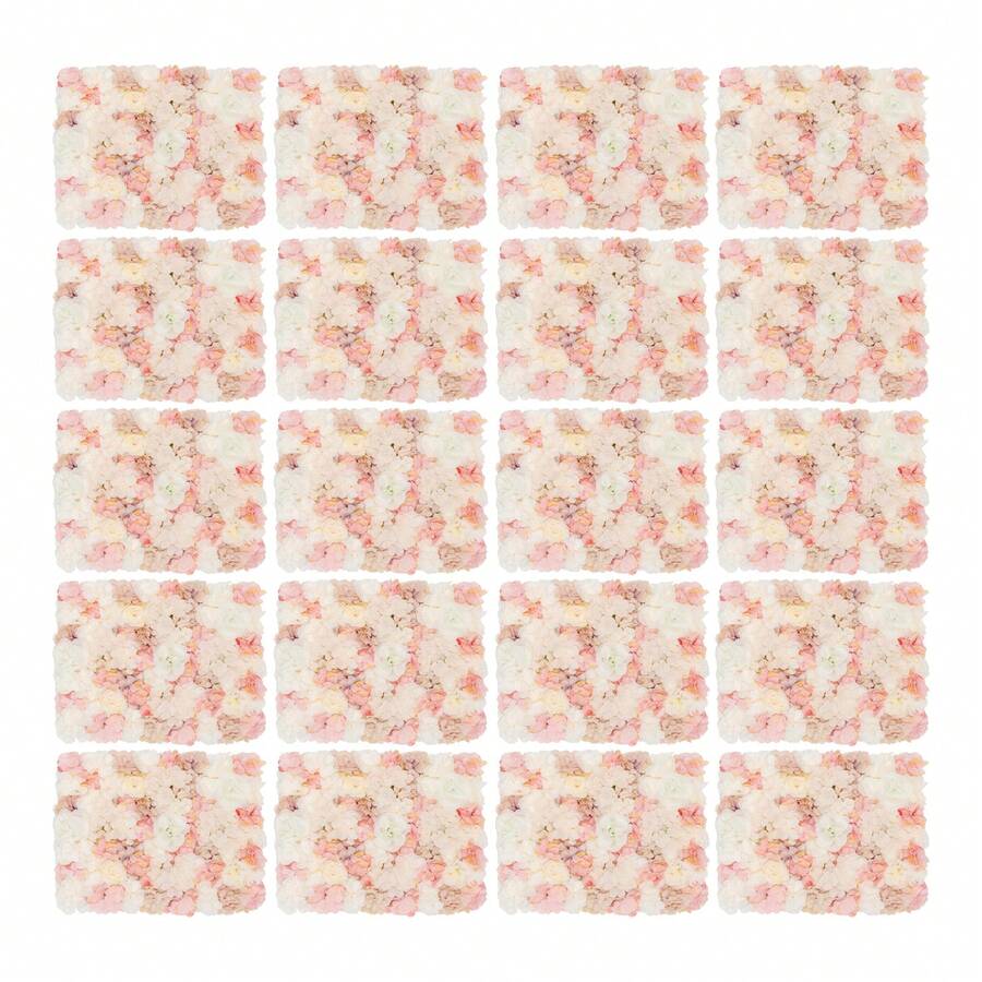 WOBENFOG 20PCS Flower Wall Panels, 23.62*15.75in  Rose Hydrangea Floral Wall Background Silk Flowers Panel Decoration,  Artificial Flower Backdrop For Wedding, Party, Home Decoration, Photo Background - Multicolor