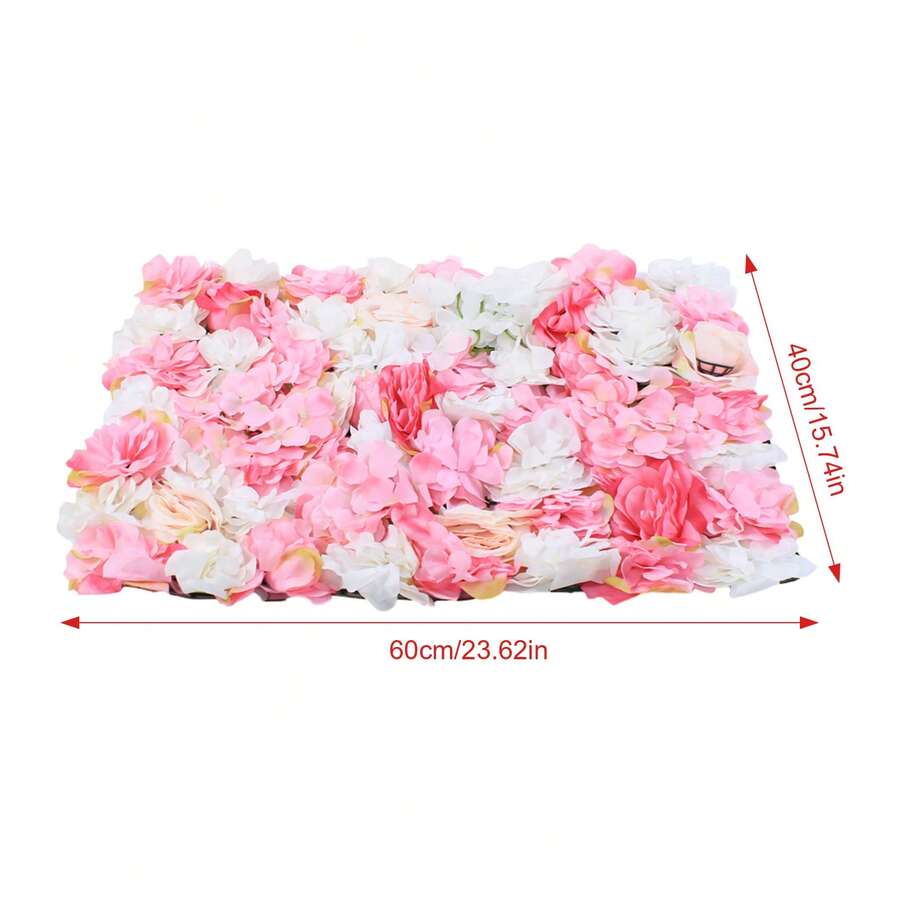 16"X 24" Artificial Flower Wall Panels,Flower Wall Mat Silk Flower Panels For Outdoor Garden Backyard Fence Fence Privacy Screen And Indoor Wall Decor(12Pcs Pink+White+Rose Red) - Pink