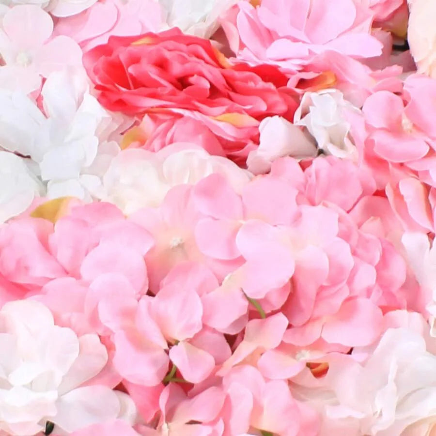 16"X 24" Artificial Flower Wall Panels,Flower Wall Mat Silk Flower Panels For Outdoor Garden Backyard Fence Fence Privacy Screen And Indoor Wall Decor(12Pcs Pink+White+Rose Red) - Pink