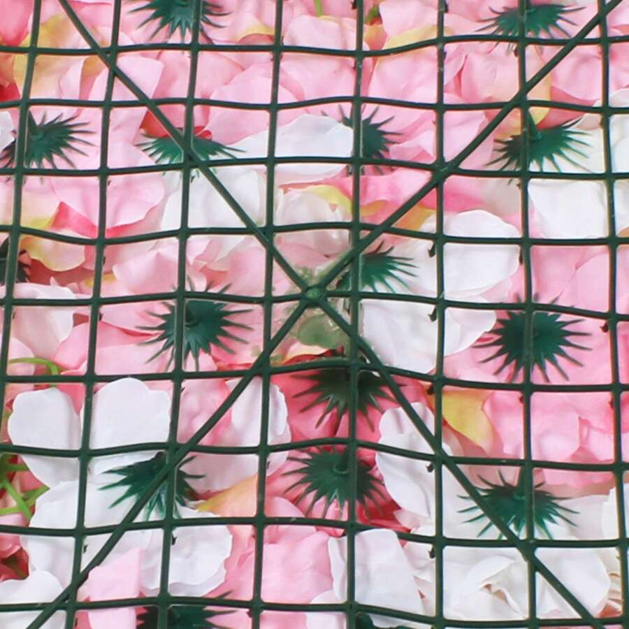 16"X 24" Artificial Flower Wall Panels,Flower Wall Mat Silk Flower Panels For Outdoor Garden Backyard Fence Fence Privacy Screen And Indoor Wall Decor(12Pcs Pink+White+Rose Red) - Pink
