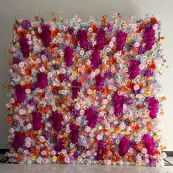 purple Flower Wall Oem Luxurious Beautiful Artificial Flowers Wall Panels Backdrop 8ft X 8ft Decoration for Wedding Party Home - 30 / 1m*1m(3.28ft*3.28ft)