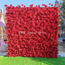 Wholesale Artificial Flower Wall 8ft X 8ft White Roll up Flower Wall Panel Silk Rose Wall Backdrop for Wedding Decoration