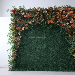 EG-M041 5D 8ft X 8ft Roll up Fabric Flower Wall Artificial Rose White Flower Wall for Wedding Backdrop Decoration - 1 Square Meter / Green 03
