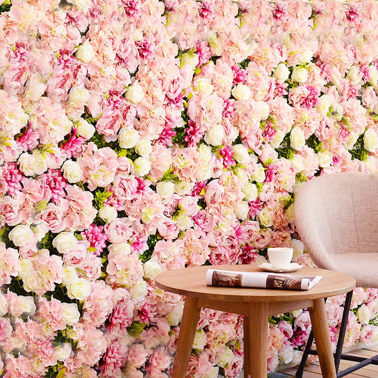 Wedding Backdrop Decoration Artifical Red Rose Wedding Silk 7*7ft Flower Backdrop Wall