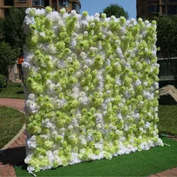 Pink White Rose Gradient Artificial Flower Background Wall Red Gradient Roses Net Red Punch Card Rose Hydrangea Flower Wall - One square unit / White-style 3