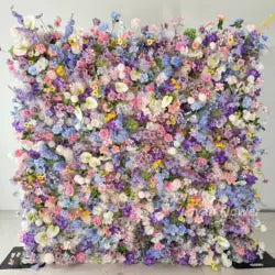 Hot Selling 8ft X 8ft Colorful Artificial Flower Wall Panel Wedding Backdrop with Floral Arrangement - Small / #1 Colorful
