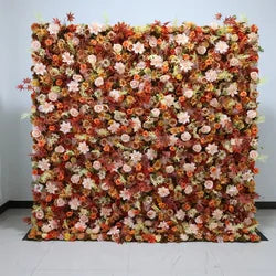 EG-M041 5D 8ft X 8ft Roll up Fabric Flower Wall Artificial Rose White Flower Wall for Wedding Backdrop Decoration - 1 Square Meter / Yellow 06