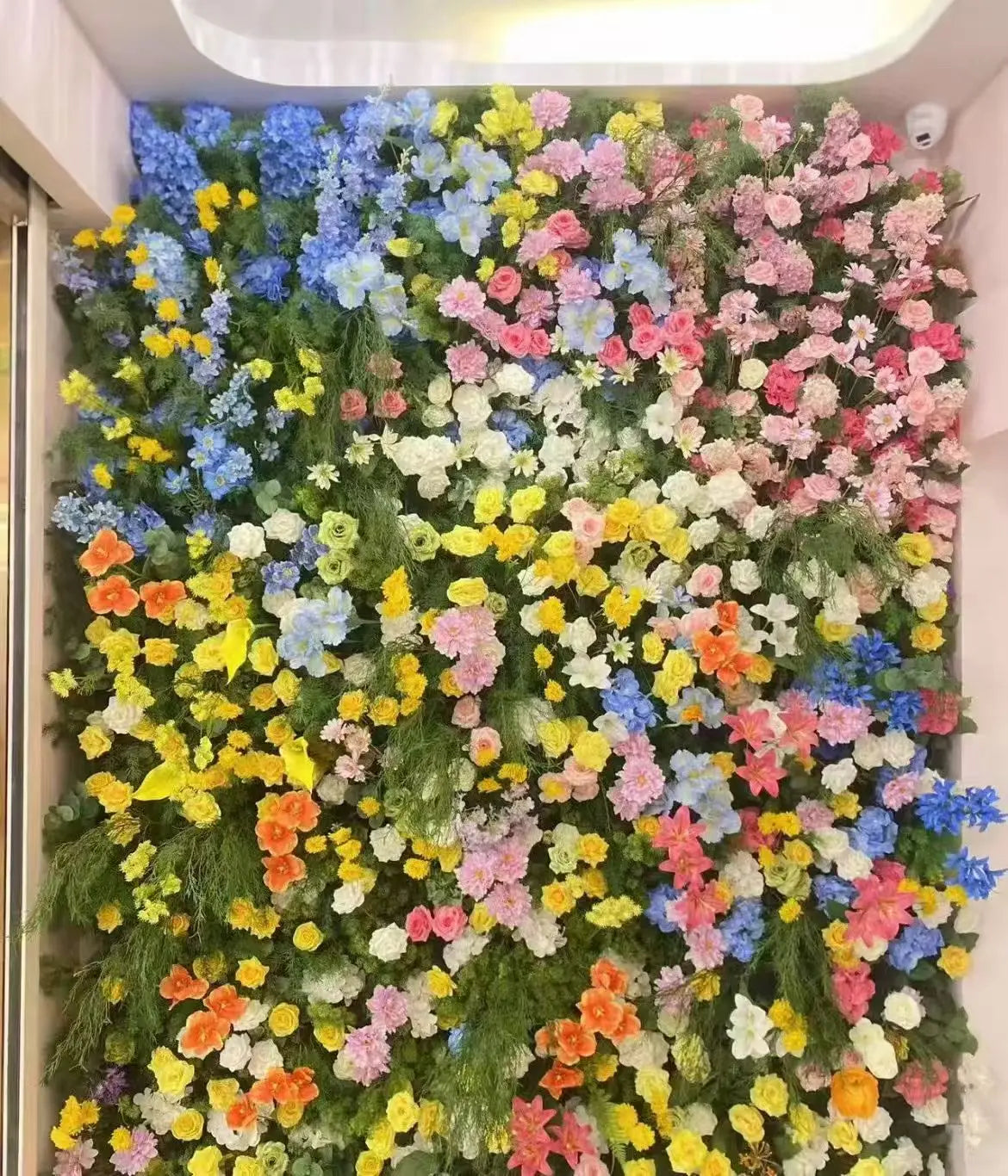 Customized  Mix Color Silk Flowers With Greenery Moss Background Wall Commercial Stage Event Decor Artificial Flower Wall