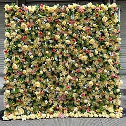 Artificial Flower Wall Panel Backdrop for Weddings Decorative Roll Stand and Frame Included