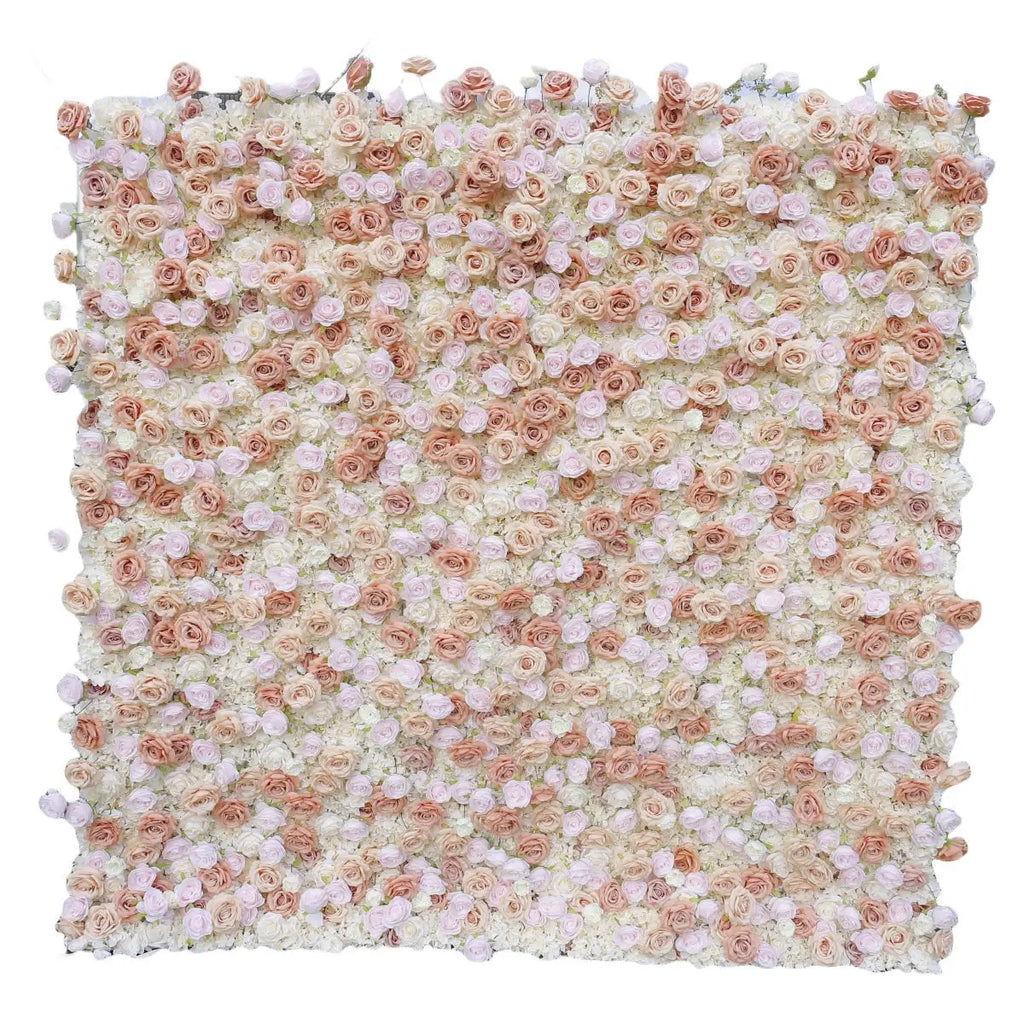 5D Simulation Cotton Elegant Pink White Rose Flower Wall Background for Wedding Venue Layout Photo Props