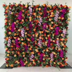 8x8ft Eco-Friendly Modern Wedding Backdrop Decor Pink Floral 3D Roll up Artificial Silk Rose Flower Wall Panel for Party Events - 100x100cm(39.37x39.37in) / 3#