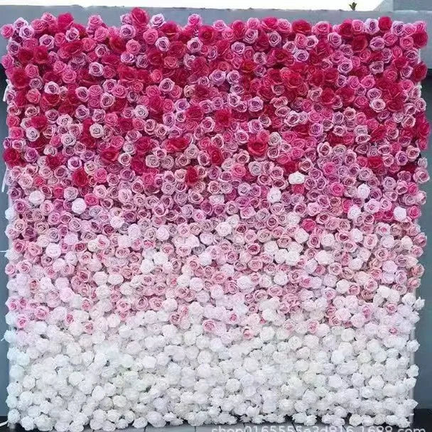 Artificial Flowers Gradient Pink Artificial Flower Wall, Floral Backdrop for Wedding & Hotel Event Decoration