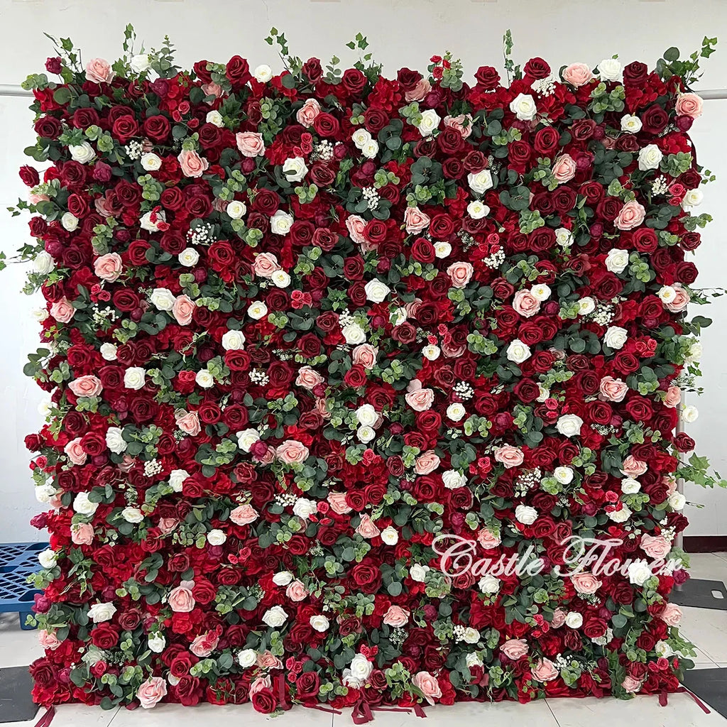 L-R513 Custom High Quality Wholesale 5D Pink Mixed Flowers for Wedding Party Decoration, Best Selling Artificial Flower Wall