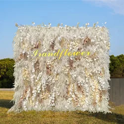 8x8 ft Silk Flower Wall Panel Square Artificial Floral Backdrop for Wedding Hotel Banquet Event Decoration
