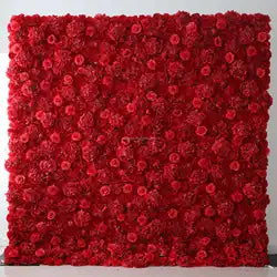 EG-M041 5D 8ft X 8ft Roll up Fabric Flower Wall Artificial Rose White Flower Wall for Wedding Backdrop Decoration
