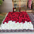Wholesale Cloth Base Artificial Rose Flower Wall Background Wedding Decoration Sign-in Flower Row for Reception Flower Wall