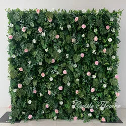 Custom OEM ODM Artificial Flower Wall 3D Mixed Silk Artificial Flowers Handmade Roll up Backdrop for Wedding Event Party Decor