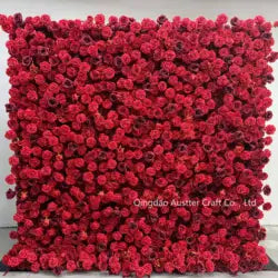 High Quality 3D Silk Floral Panel Custom 5D/8D Artificial Rose Flower Wall Wedding Christmas Graduation Stage Background - #29