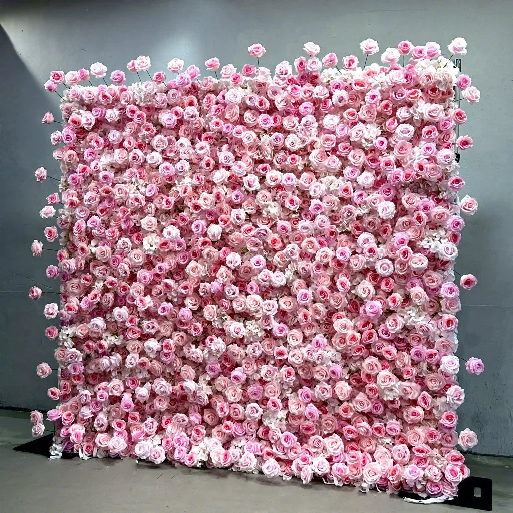 8x8 ft Silk Flower Wall Panel Square Artificial Floral Backdrop for Wedding Hotel Banquet Event Decoration