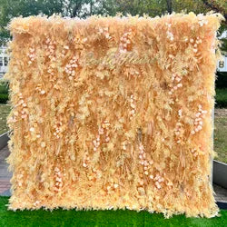 Customized 3D Silk Roll up Cloth Back Drop Panel 8ft X 8ft Wedding Events Artificial Red Rose Flower Wall Backdrop for Wedding - 8*8ft,10*10ft,Custom / 15