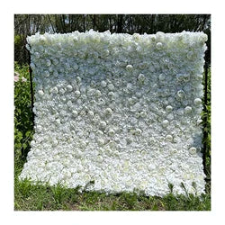 MYFW High-quality Customized 5D 3D Flower Wall Backdrop Silk Artificial Decorative Flower Wall Pink Wedding Rose Wall Penels - 240*240cm free size you like / White 01