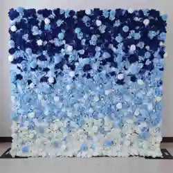 EG-M041 5D 8ft X 8ft Roll up Fabric Flower Wall Artificial Rose White Flower Wall for Wedding Backdrop Decoration - 1 Square Meter / Purple 01
