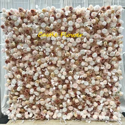O-W011 8ft X 8ft  Roll up Cloth Flower Wall Backdrop Events Wedding Decor Artificial Flowers Wall Silk Rose Wall Flower Decor - 60cm x 40cm,8ft *8ft, 10ft*10ft / #057