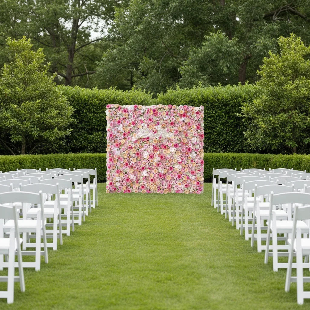 Custom 3d/5d Cloth Flower Wall Wedding Artificial Silk Rose Flower Wall Panel Backdrop Decorative Artificial Flower Wall