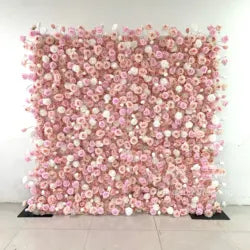 8x8ft Eco-Friendly Modern Wedding Backdrop Decor Pink Floral 3D Roll up Artificial Silk Rose Flower Wall Panel for Party Events - 100x100cm(39.37x39.37in) / 4#