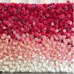 Artificial Flowers Gradient Pink Artificial Flower Wall, Floral Backdrop for Wedding & Hotel Event Decoration