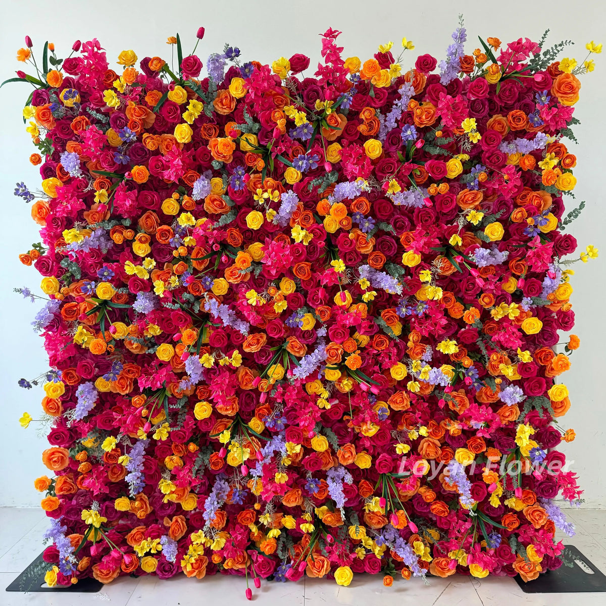 Hot Selling 8ft X 8ft Colorful Artificial Flower Wall Panel Wedding Backdrop with Floral Arrangement