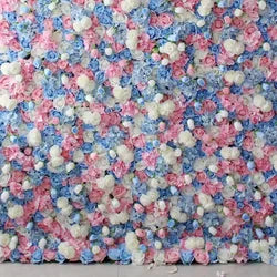 Floral Wall Panel White Flower Arch for Wedding Party Supplies 8ft X 8ft square Blue purple Artificial Flower Wall Backdrop - 3.3*3.3in / White square meters-12