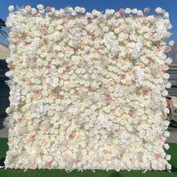 2x2M Flower Wall Panel 3D Silk Rose Floral Wall Decor for Wedding Home Decor Background Shop Party Photo Arrangement - A14 / 1x1 m (3.28x3.28ft)