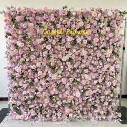 Customized 3D Silk Roll up Cloth Back Drop Panel 8ft X 8ft Wedding Events Artificial Red Rose Flower Wall Backdrop for Wedding - 8*8ft,10*10ft,Custom / 10