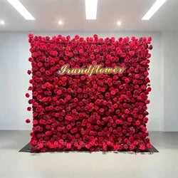 8x8 ft Silk Flower Wall Panel Square Artificial Floral Backdrop for Wedding Hotel Banquet Event Decoration - 8ft*8ft / Green 20