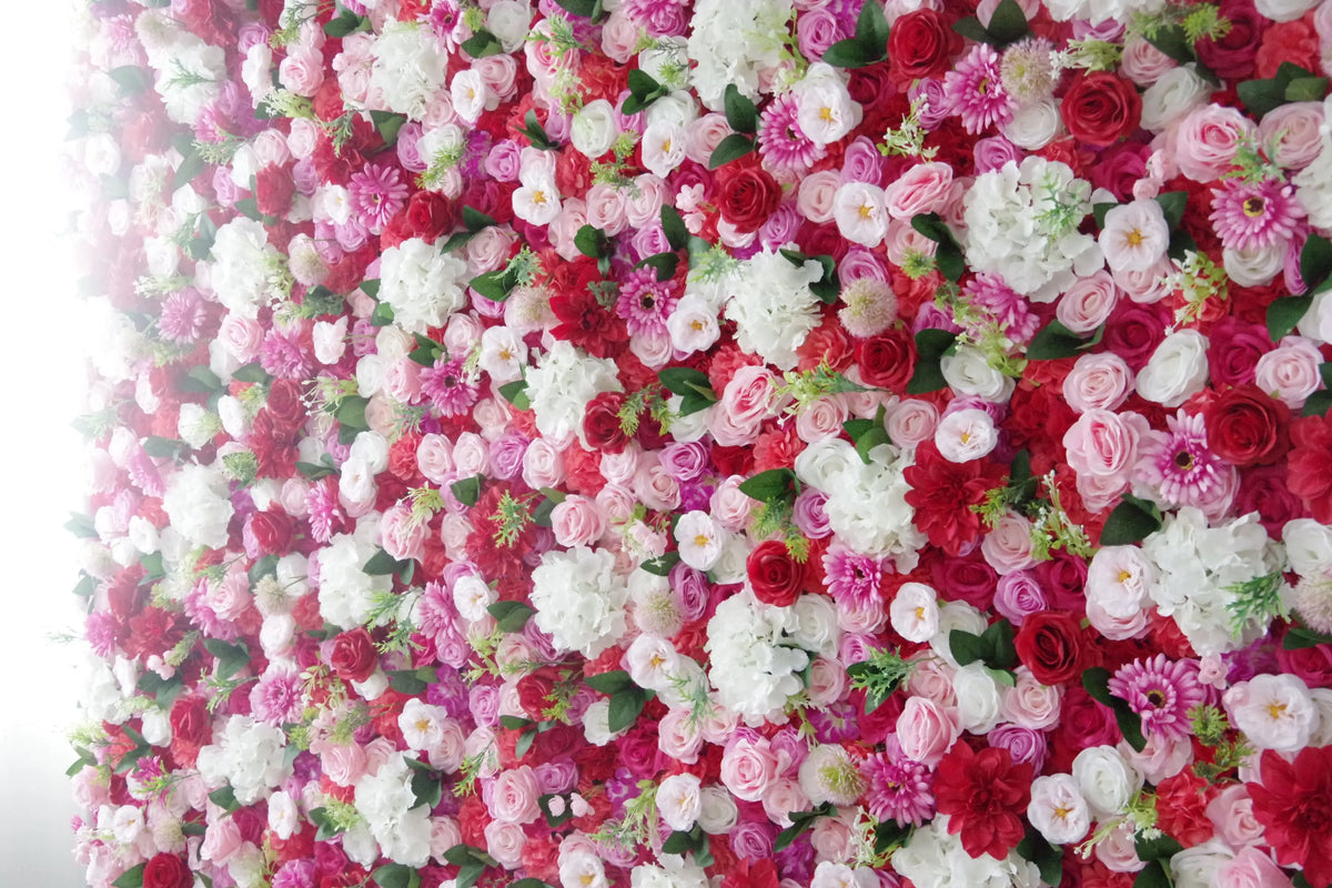 Custom 3D White Plastic Fabric Handmade Artificial Rose Flower Wall Wedding Mother's Day Background Decoration