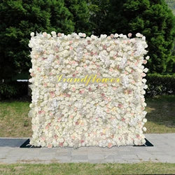 8x8 ft Silk Flower Wall Panel Square Artificial Floral Backdrop for Wedding Hotel Banquet Event Decoration