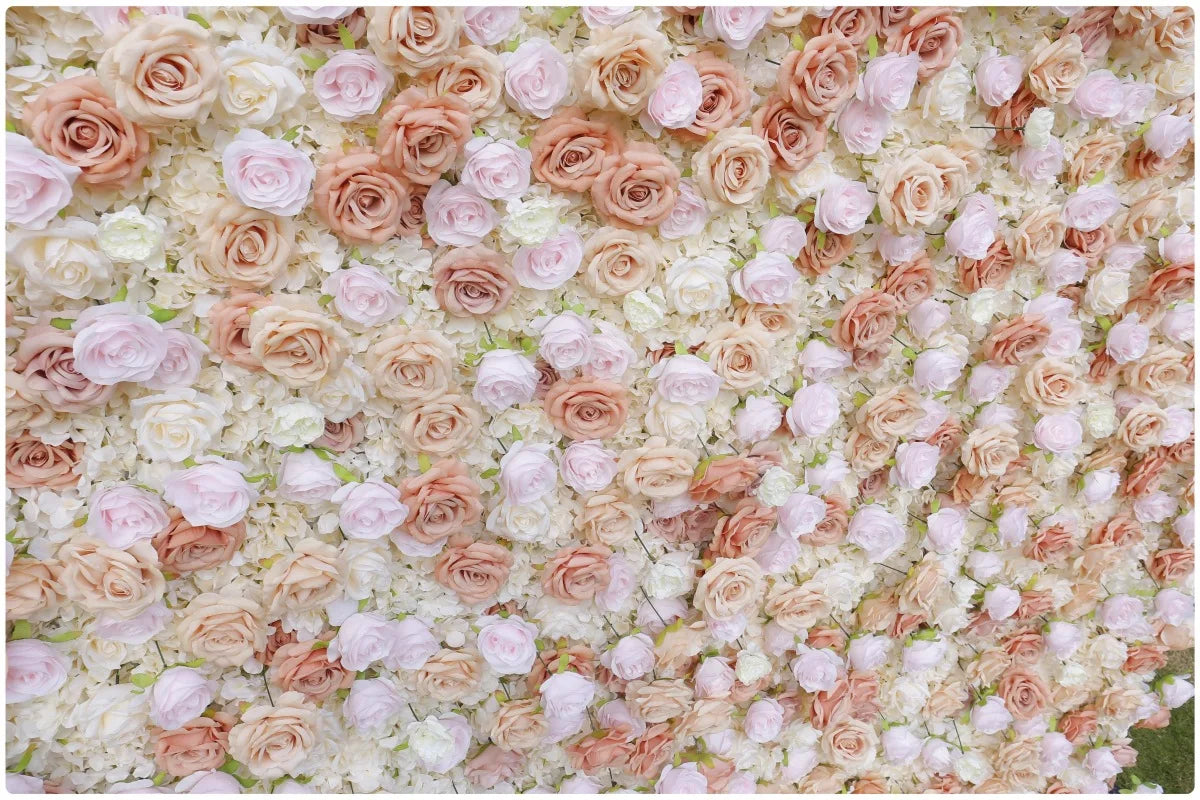 5D Simulation Cotton Elegant Pink White Rose Flower Wall Background for Wedding Venue Layout Photo Props